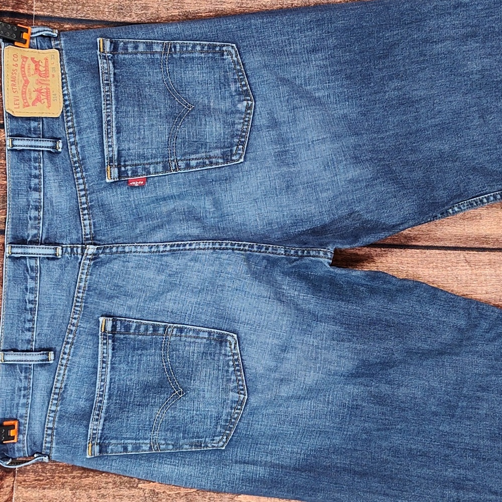 38x32 Vtg Straight Fit Original Red Tag Light Distressed Blue Jeans - Picture 5 of 16